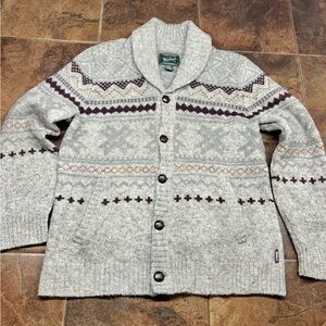 Woolrich Cream and Brown Cardigan Sweater